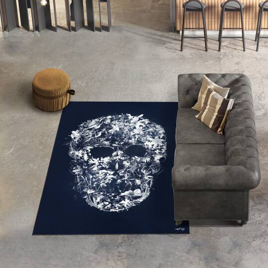 Empire Art Direct 5ft. x 7.5ft. Skull Silhouette I Tapis D'Art Washable Area Rug